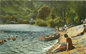 Bathing Scene Russian River California boat Salch Rieder 1908 Postcard 4248