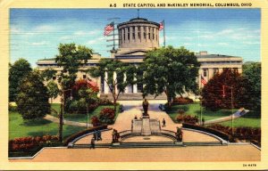Ohio Columbus State Capitol and McKinley Memorial 1946 Curteich