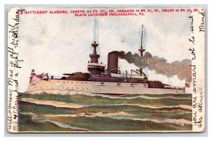 Battleship Alabama Artist Image View 1907 UDB Postcard H18