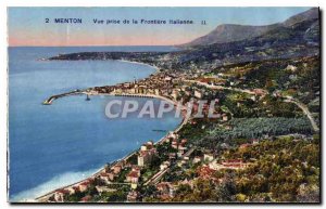 Old Postcard Menton view from the Italian Border