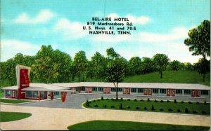 Bel-Aire Motel Highway 40 70-S Nashville Tennessee TN UNP Linen Postcard Q12