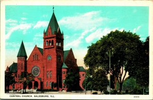 Central Church Galesburg Illinois IL1920s Postcard UNP Unused