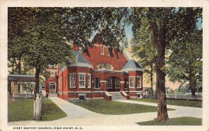 J92/ High Point North Carolina Postcard c1920s First Baptist Church  381