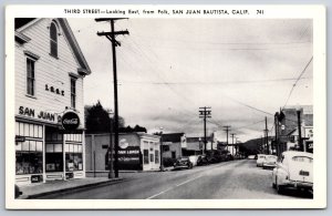 San Juan Bautista CA~Third Street IOOF Drug Store~Fountain Lunch~Bakery~1940 B&W