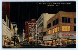 Main Street View Looking North Memphis TN Tennessee Neon Signs Postcard (DL14)