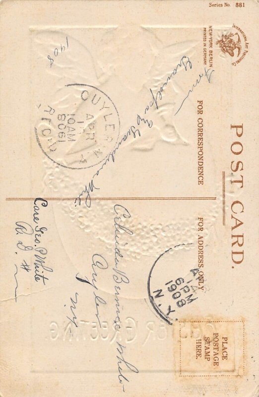 Easter Greeting Cherub in Egg Holiday 1908 postcard