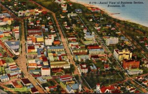 Illinois Evanston Aerial View Of Business Section Curteich