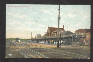 MARSHALLTOWN IOWA RAILROAD DEPOT TRAIN STATION VINTAGE POSTCARD 1908