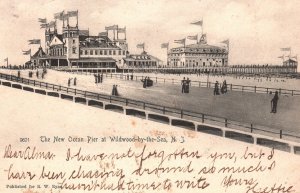 Vintage Postcard 1905 The New Ocean Pier at Wildwood the Sea New Jersey