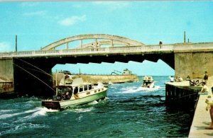 Deep Sea Fishing Boat at Bridge over Boynton Inlet Delray Beach Florida Postcard