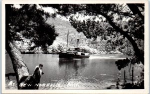 At New Norfolk Steamboat Derwent River Tasmania Australia Real Photo Postcard