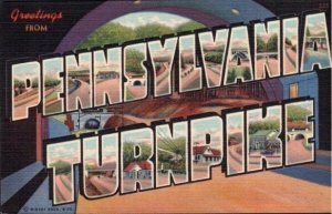 Vintage Postcard Greetings from Pennsylvania Turnpike Large Letter K4