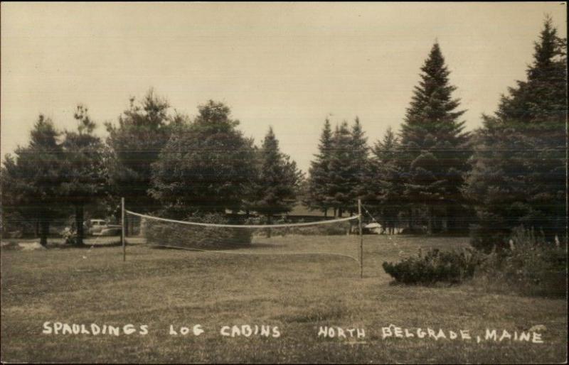 North Belgrade ME Spaulding Log Cabins Real Photo Postcard