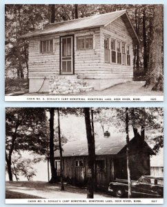 DEER RIVER, MN ~ Bowstring Lake SCHULE'S CAMP BOWSTRING Log Cabin 1950s Postcard