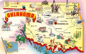 Greetings From Oklahoma Map postcard