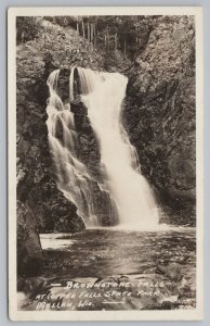 Real Photo Postcard~Brownstone Falls~Copper Falls State Park~Mallen WI~RPPC 
