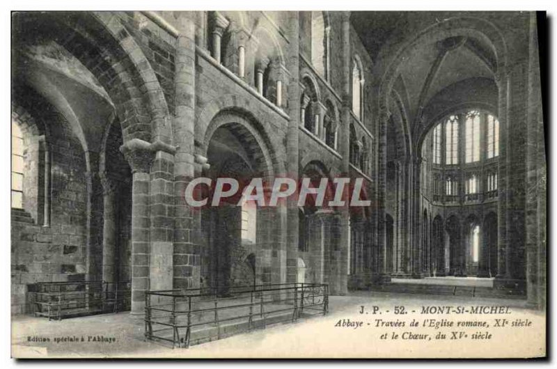 Old Postcard Mont St Michel Abbey spans the & # Romanesque 39Eglise