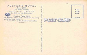 Pulver's Motel Highway 99 Medford Oregon linen postcard