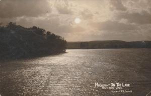 RPPC Moonlight On The Lake - Hudson WI, Wisconsin - RPO ELROY & MINNEAPOLIS 1912