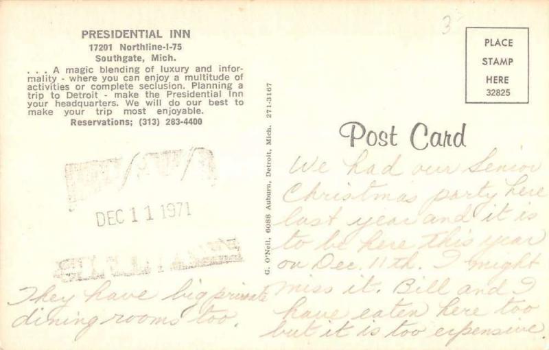 Southgate Michigan Presidential Inn Multiview Vintage Postcard K40444