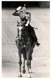 Queen Mary astride a Horse Military Uniform