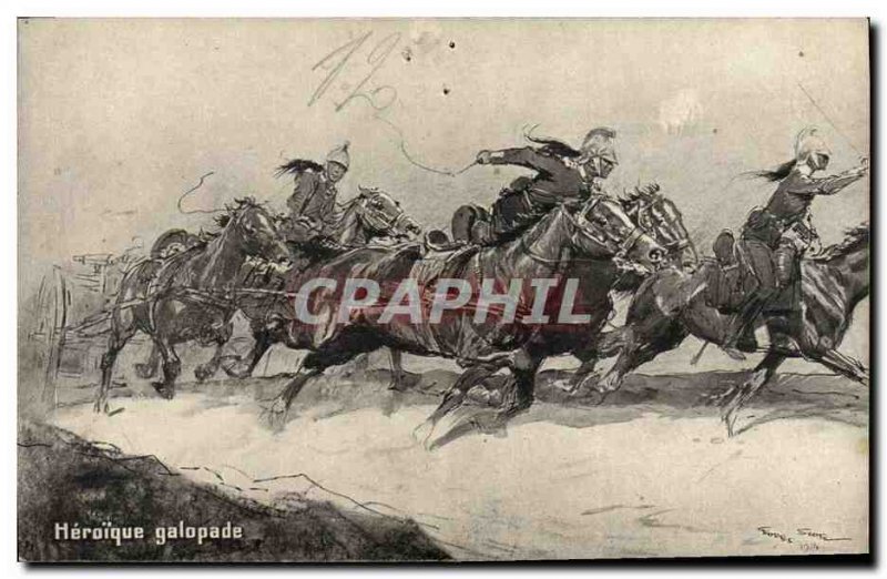 Old Postcard Army Heroique gallop