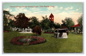 Green Square Cannon Monument Cedar Rapids Iowa IA UNP DB Postcard Y5