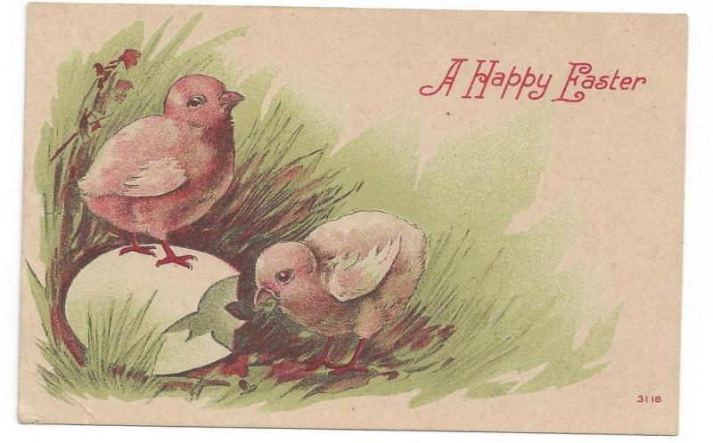 Vintage Easter Postcard Chicks Cracked Egg Lithograph