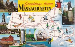 Greetings From Massachusetts With Map