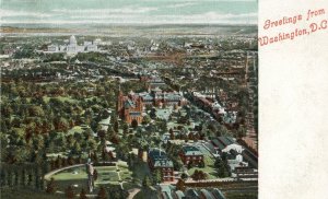 Postcard Antique Aerial View of  Washington DC East form Washington Monument.  K