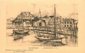 Artvue Charleston South Carolina 1930s Postcard Waterfront 12874