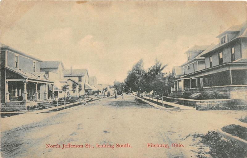 F12/ Pitsburg Ohio Postcard c1910 North Jefferson St Homes Darke Co