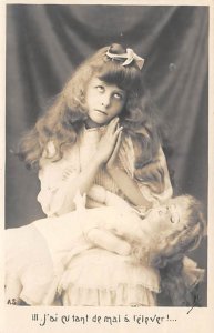 Prayer, Doll Real Photo Postal Used Unknown light crease left edge, postal us...