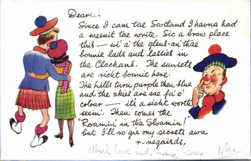 Scotch Message Series Postcard 1806 Valentine (1954) Comic Lovers