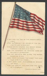 Ca 1902 PPC* Patriotic Star Spangled Banner By Francis Scott Key W/Flag  Mint