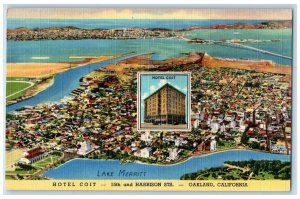 1940 Bird's Eye View Of Hotel Coit Lake Merritt Oakland California CA Postcard