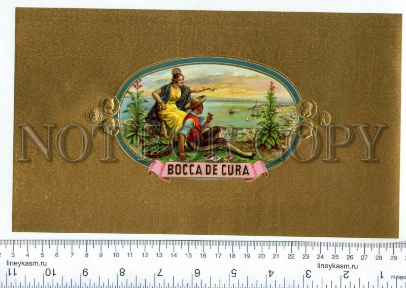 500078 BOCCA de CURA Vintage embossed cigar box large label