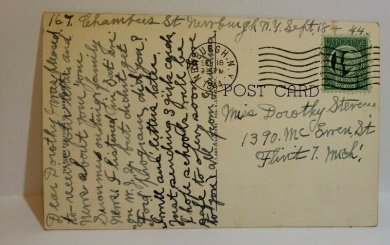 Vintage Postcard Powelton Club Newburgh New York 1944 linen 712