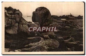 Old Postcard Ile de Brehat The Rocks and Lighthouse Peacock