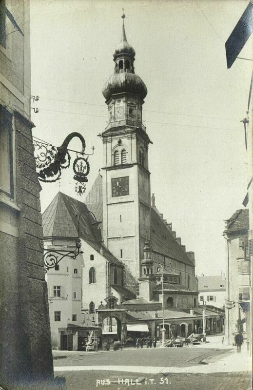 austria, HALL, Tyrol Tirol, Sankt Nikolauskirche, Church (1912) RPPC Postcard