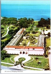 VINTAGE CONTINENTAL SIZE POSTCARD AERIAL VIEW OF JOHN & MABLE RINGLING MUSEUMS