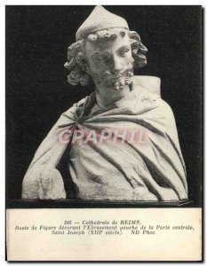 Old Postcard Cathedral of Reims Bust Figure decorating I & # 39Ebrasement Gau...