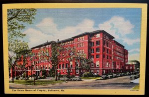 Vintage Postcard 1945 The Union Memorial Hospital, Baltimore, Maryland