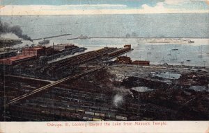 CHICAGO IL~LOOKING TOWARD THE LAKE FROM MASONIC TEMPLE~1908 POSTCARD