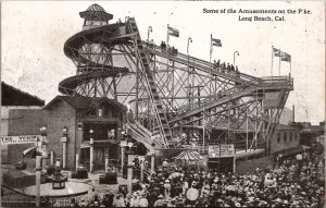 Long Beach California Amusements on Pike Roller Coaster The Whip Postcard Y10