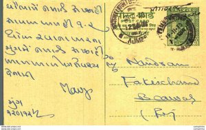 India Postal Stationery Ashoka 10 p Ajmer cds Pardeshi