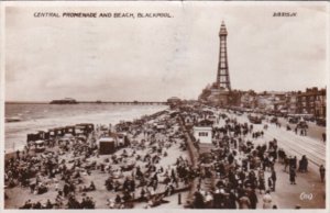 England Blackpool Central Promenade and Beach 1935 Real Photo