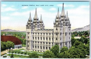 c1930s Salt Lake City, UT Mormon Temple Square Tabernacle Church Linen PC A289