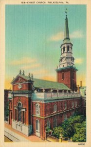 USA Christ Church Philadelphia Linen Postcard 07.55