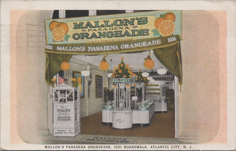 Postcard Mallon's Pasadena Orangeade Boardwalk